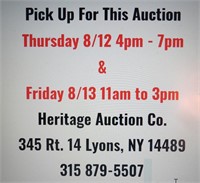 ** PICK UP FOR THIS AUCTION **