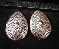 Sterling silver concho-like earrings