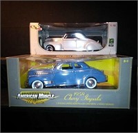 Ertl diecast metal 1958 Chevy Impala-blue, 1:8