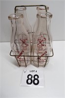 4 Vinytage Quinby's Milk Jugs with Holder