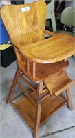 Wood Highchair w/ tray converts to child desk, Doe