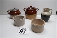 Stoneware Lot - 2 With Lids