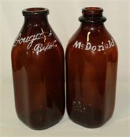 Pair of Amber Quart Milk Bottles