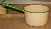 Green-Rimmed Enamelware Pot