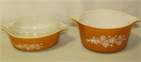 Pair of Butterfly Gold Pyrex Casserole Dishes