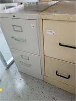 pair of 2 drawer metal filing cabinets