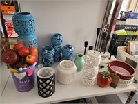 selection of candle holders and misc decor