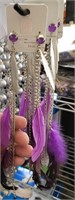 purple feather earrings