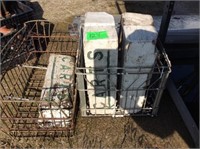 Metal Crates, Wood Blocks Marked Carts