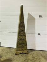 Wood pyramid carved cabinet w/ drawers