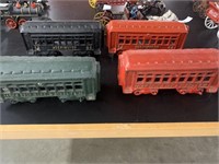 SET OF 4 VINTAGE CAST IRON RAILROAD CARS