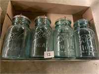 4 BLUE BALL JARS