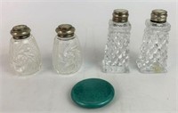 Sterling Enameled Compact and Crystal S&P Shakers