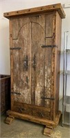 Rustic 2-Drawer Wardrobe with Iron Accents