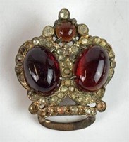 Sterling Silver Crown Brooch with Rhinestones