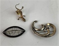 Sterling Silver Pins, Lot of 3