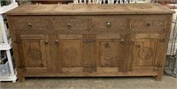Rustic India Style Carved 4-Drawer Sideboard