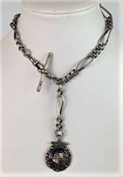 Sterling Silver Watch Chain with Soccer Medal Fob