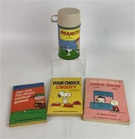 Vintage "Peanuts" Thermos & Books