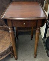 Mahogany Finish Drop Leaf Table with Drawer