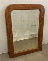 Antique Wall Mirror with Oak Frame