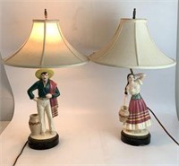 Pair of Figurative Porcelain Lamps