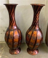 Pair of Metal Chinoiserie Floor Vases