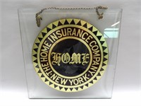 Vintage Beveled Glass Home Insurance New York Sign