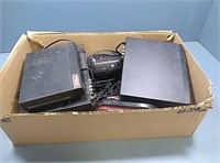 Box with DVD player, Dtv tuner alarm clock, wires