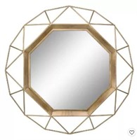 Metal Octagon Decorative Mirror Antique Gold