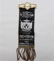 Antique Memorial Ribbon from Streator, IL