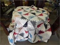 80x73 ANTIQUE QUILT hand sewn & another