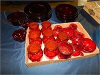 Large set of RUBY RED Dinnerware Cambridge