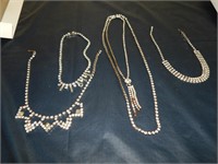 4 Vintage Rhinestone Necklaces
