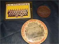 1913 EBT Medal, KC Bank pocket Mirror & KC BB card
