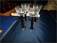 4 Cambridge Wine Glasses w/ Ebony Nude Stem