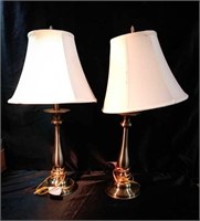 Matching brass lamps with shades standing 28 in
