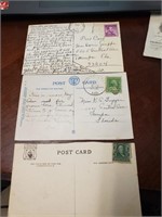 Vintage 3 post cards with a stamps of USA
