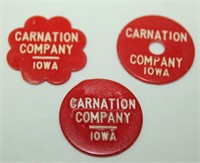 (Lot of 3) Carnation Company Dairy Tokens