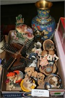 FLAT BOX OF FIGURINES AND DECOR