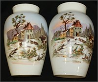 Pair of Large Decorative Vases (Farm Scene)