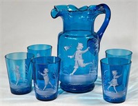 Mary Gregory Blue Water Set