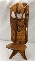 2 PIECE HAND CARVED AFRICAN CHAIR