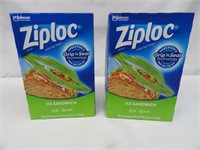 2 Boxes Ziploc Sandwich Bags 290 Total