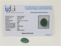 6.47 Cts Natural Emerald. Oval cut. IGL&I cert