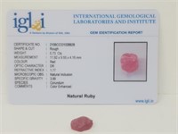 5.73 Cts Natural Ruby. Irr shape. IGL&I certified