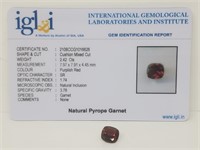 2.42 Cts Natural Pyrope Garnet. IGL&I Cert