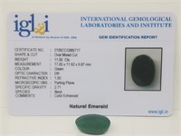 11 Cts Natural Emerald. Oval shape. IGL&I certifie