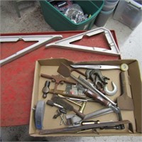 Misc. tools. Aluminum shelf brackets.