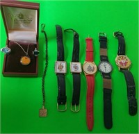 898 - 5 WATCHES, RINGS & PENDANT NECKLACE